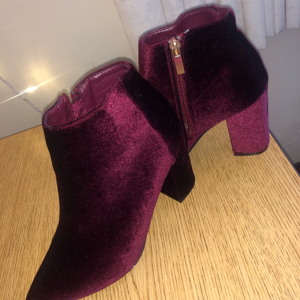 Maroon Velvet Pointed Toe Heels